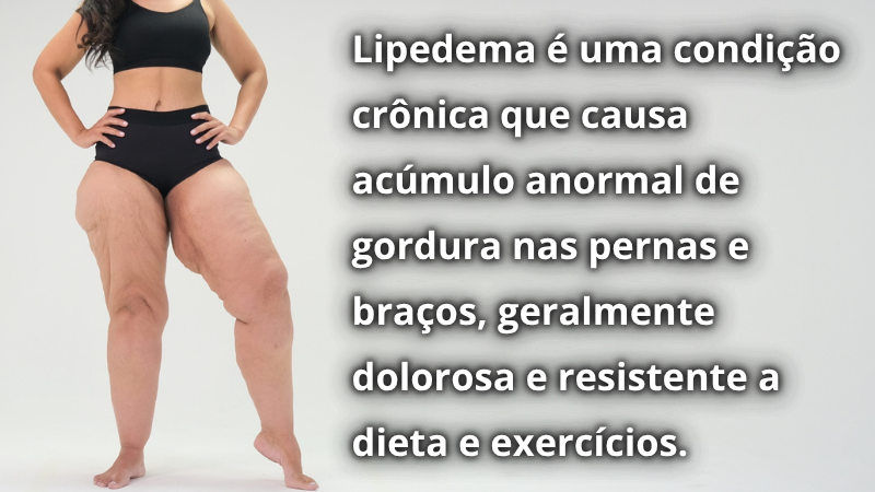 Mulher com lipedema explicando o que é lipedema, representando conscientização e orientação sobre a condição.